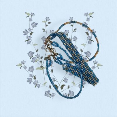 Weaved Bracelet of Blues and gold. From the Wrist Glam collection